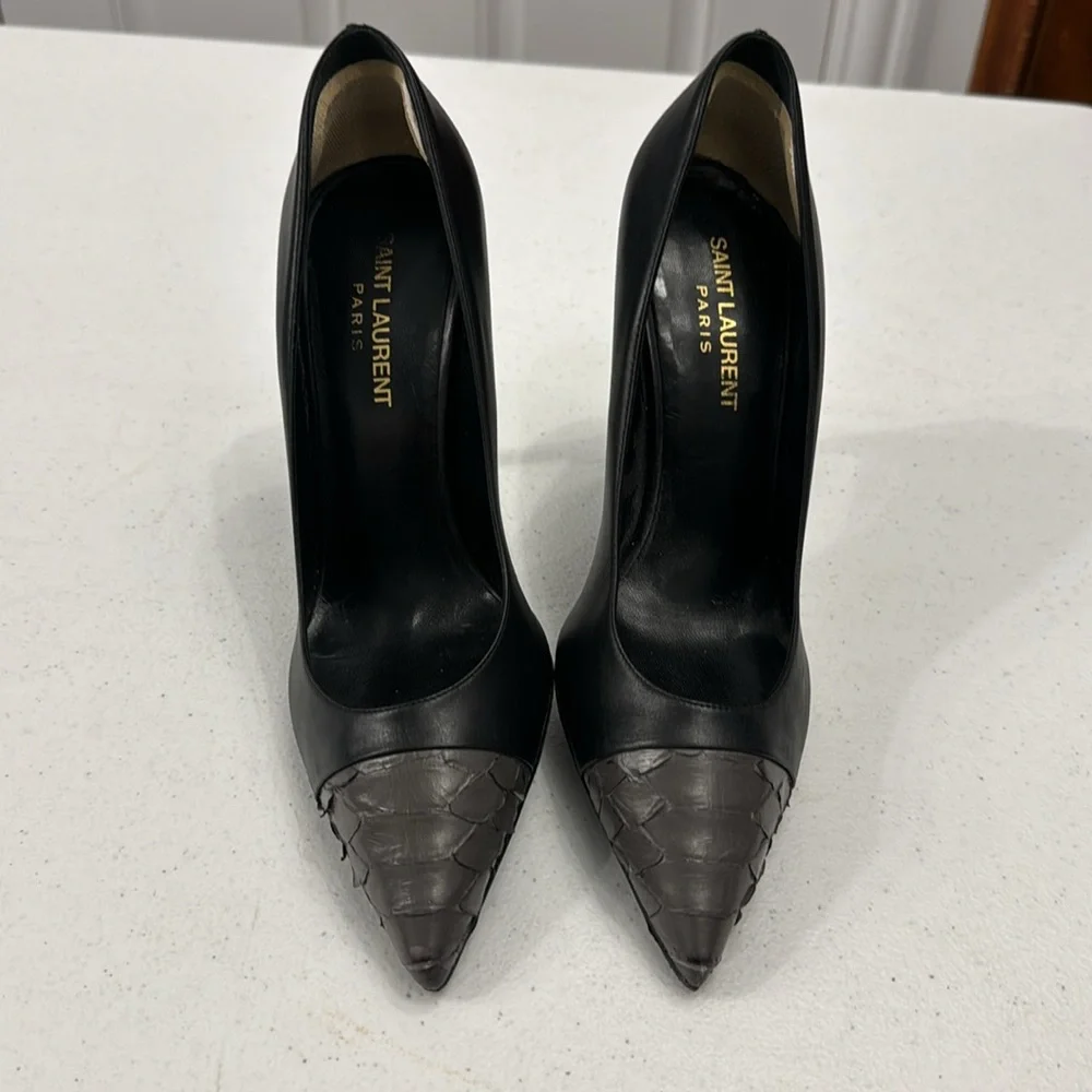 Saint Laurent Paris Janis Python Cap Pointy Pump heels - Picture 2 of 10